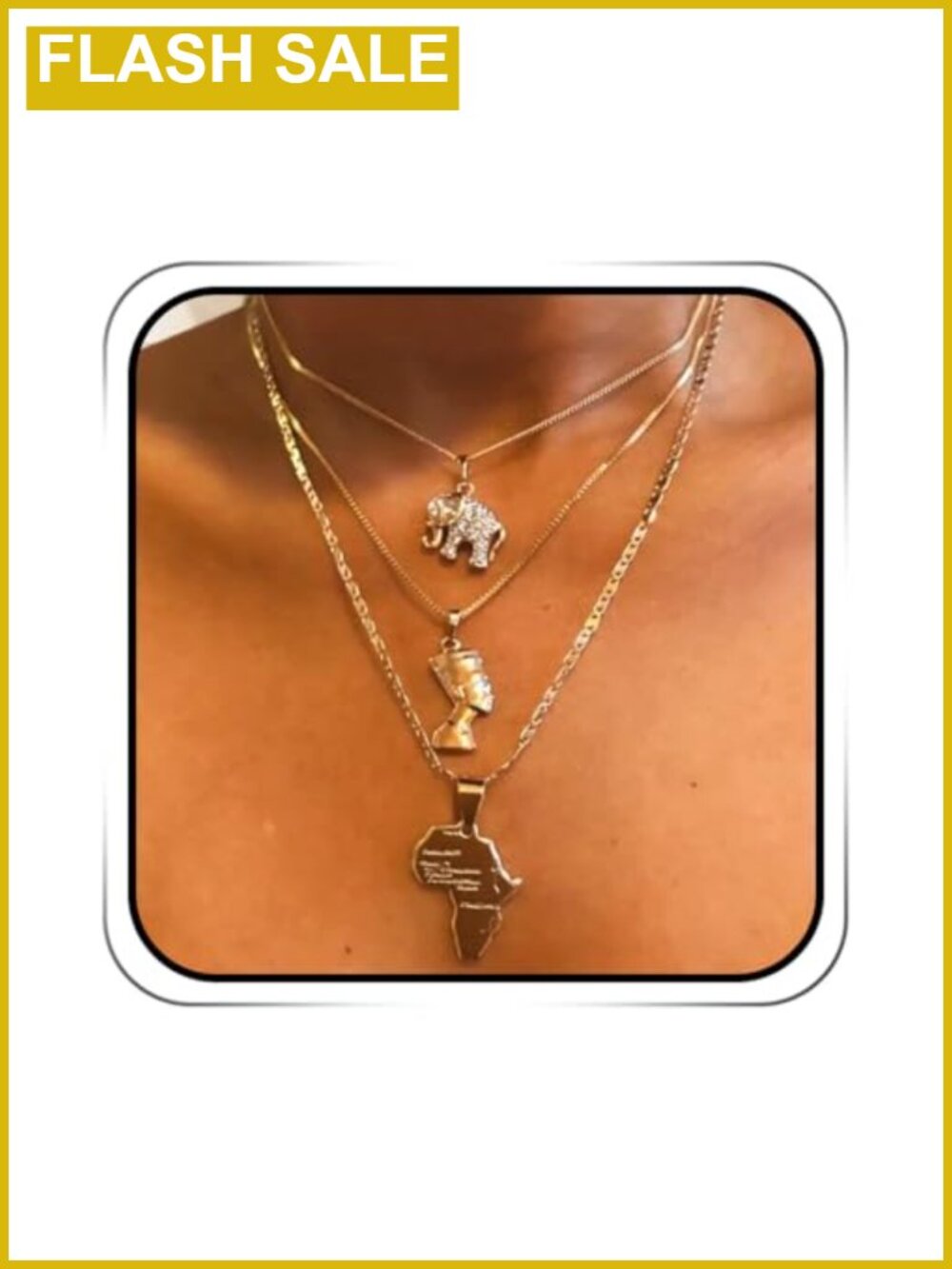 Alloy Layered Chain Necklace, Egyptian Queen Choker, Statement Jewelry